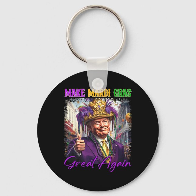 Trump Make Mardi Gras Great Again Funny Parade Cos Keychain (Front)
