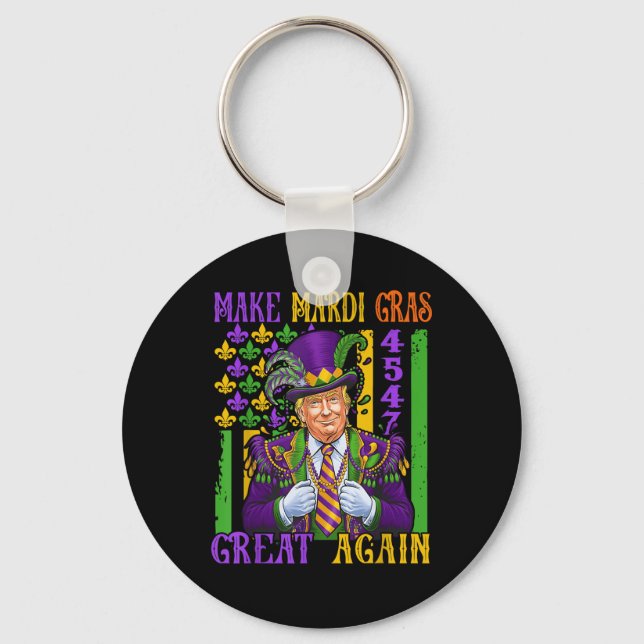Trump Make Mardi Gras Great Again Funny Parade Keychain (Front)