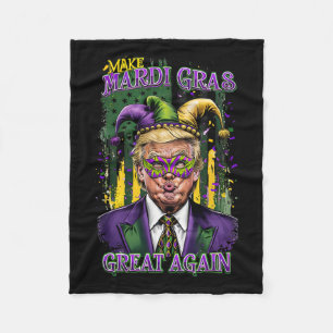 Trump Mardi Gras 2025 Make Mardi Gras Great Again Fleece Blanket