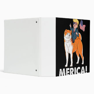 Trump Merica Akita Dog American Hero 4th of July 3 Ring Binder