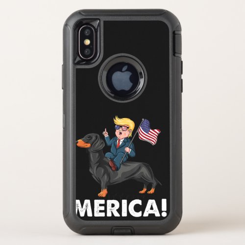 Trump Merica Dachshund Dog American Hero 4Th Of Ju OtterBox Defender iPhone XS Case