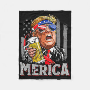 Trump Merica Make 4th Of July Great Again Men Drin Fleece Blanket