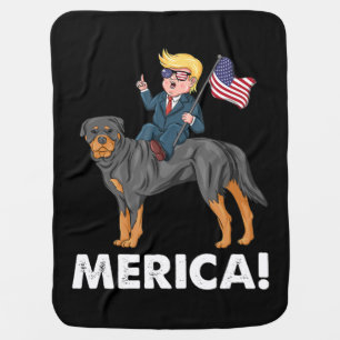 Trump Merica Rottweiler Dog American Hero Baby Blanket