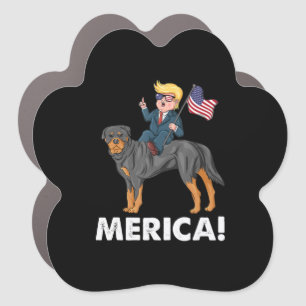 Trump Merica Rottweiler Dog American Hero Car Magnet