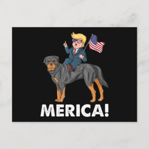 Trump Merica Rottweiler Dog American Hero Postcard