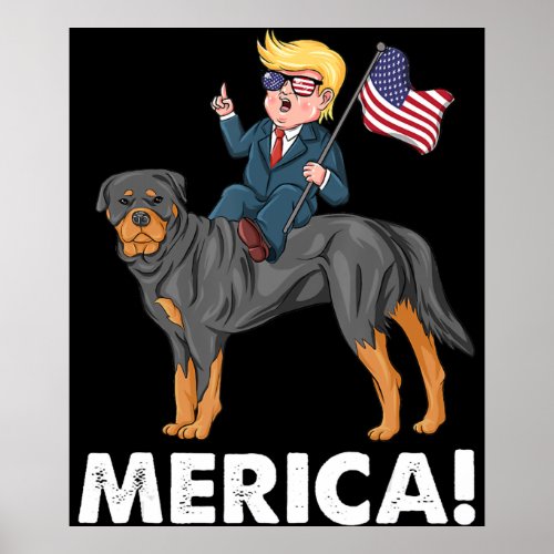 Trump Merica Rottweiler Dog American Hero Poster