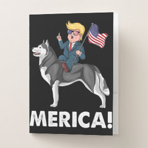Trump Merica Siberian Husky Dog American Hero Pocket Folder