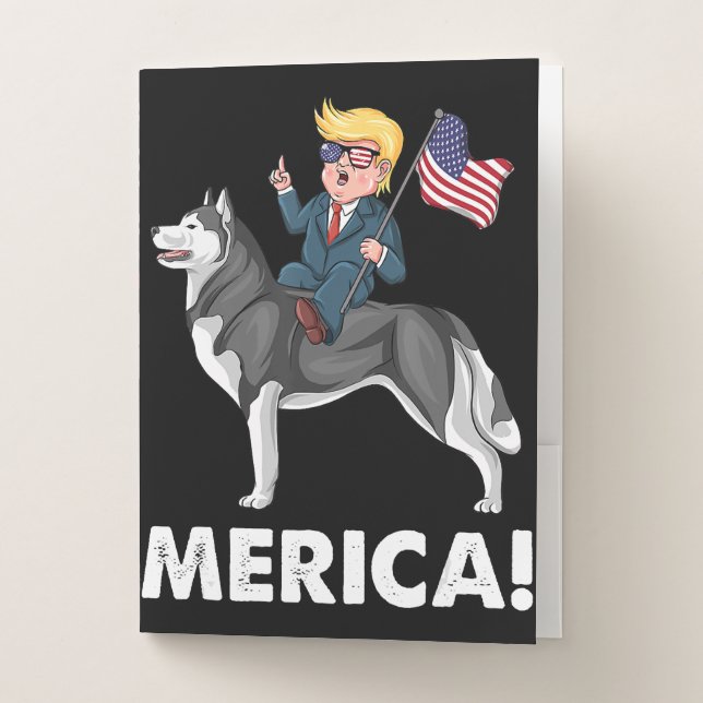 Trump Merica Siberian Husky Dog American Hero Pocket Folder (Front)