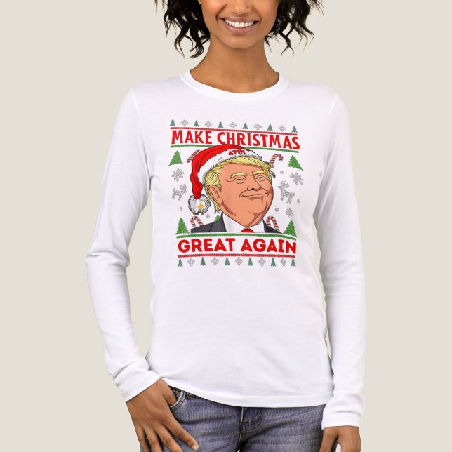 Trump Merry Christmas Shirt, Donald Trump Women Tri-Blend Shirt (Front)