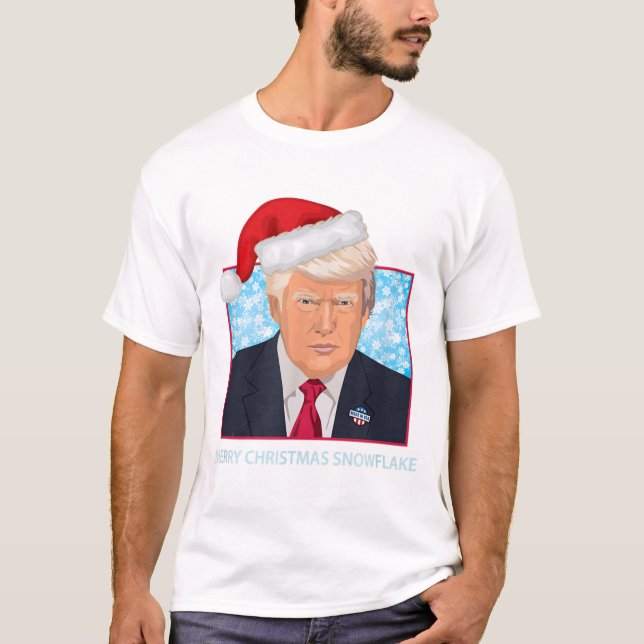 Trump merry christmas snowflake political T-Shirt (Front)