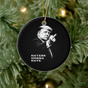 Trump Middle Finger 2026 Meme Funny Ceramic Ornament