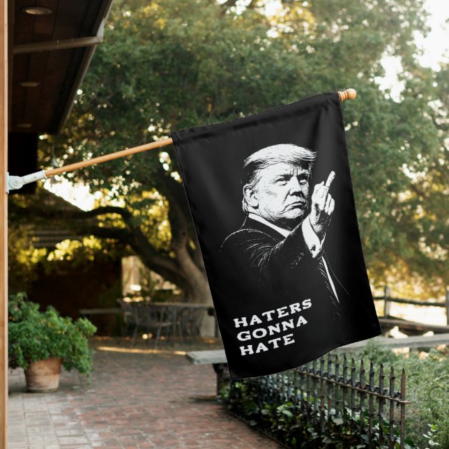 Trump Middle Finger 2026 Meme Funny House Flag (In SItu)