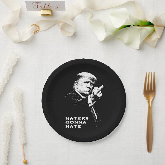 Trump Middle Finger 2026 Meme Funny Paper Plates (Wedding)