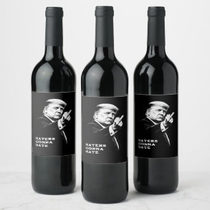Trump Middle Finger 2026 Meme Funny Wine Label