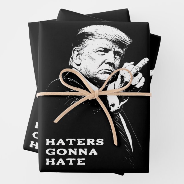 Trump Middle Finger 2026 Meme Funny Wrapping Paper Sheets (In situ)