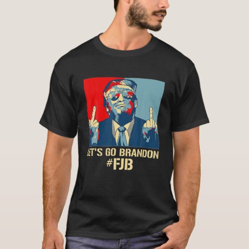 Trump Middle Finger Anti Joe Biden Lets Go Branson T_Shirt