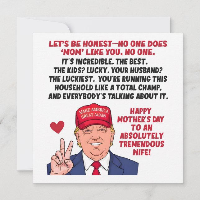Trump Mother's Day For Wife  Holiday Card (Front)