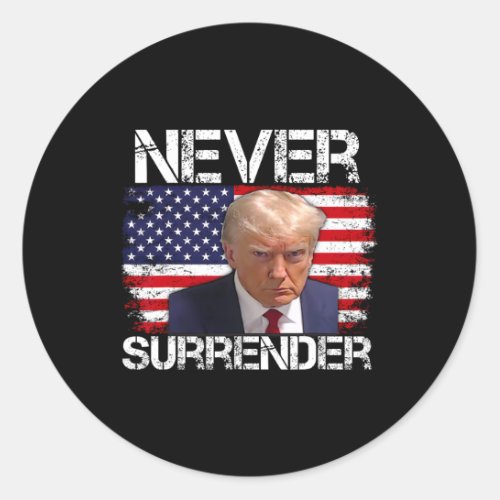 Trump Mug Shot Never Surrender 2024  Classic Round Sticker