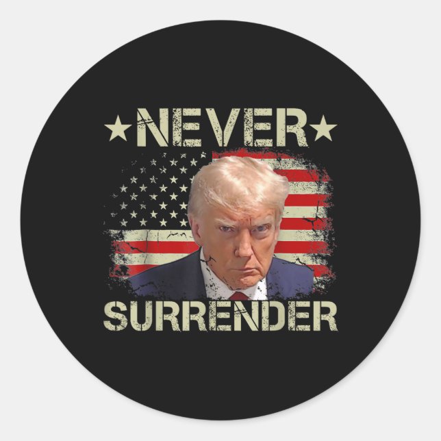 Trump Mug Shot Never Surrender Pro Trump American  Classic Round Sticker (Front)