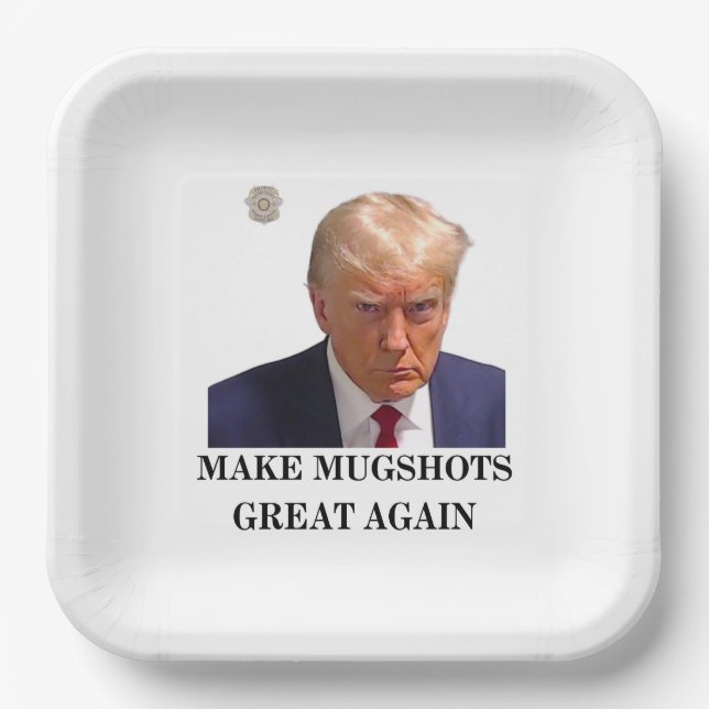 Trump Mug Shot Paper Plates (Front)
