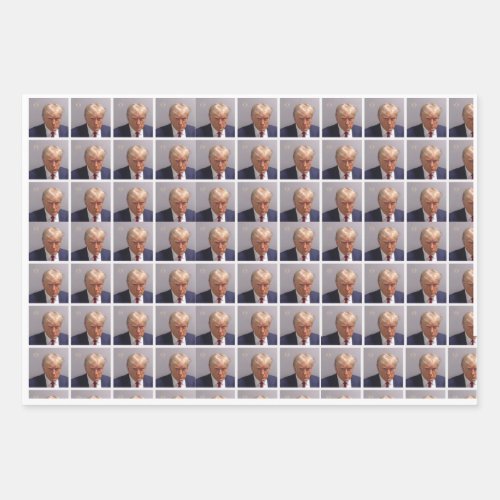 Trump Mug Shot Wrapping Paper Flat Sheet Set of 3