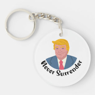 Trump Mugshot Never Surrender  Keychain