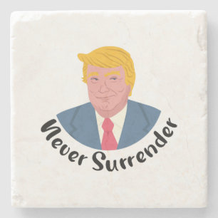 Trump Mugshot Never Surrender Stone Coaster