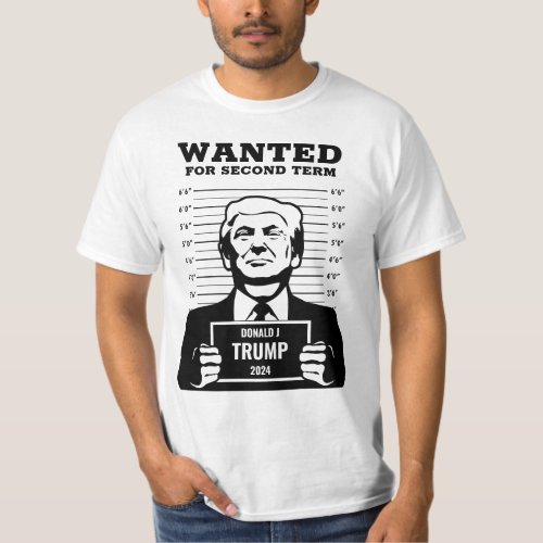 Trump Mugshot Wanted for Second Term Editable Text T_Shirt