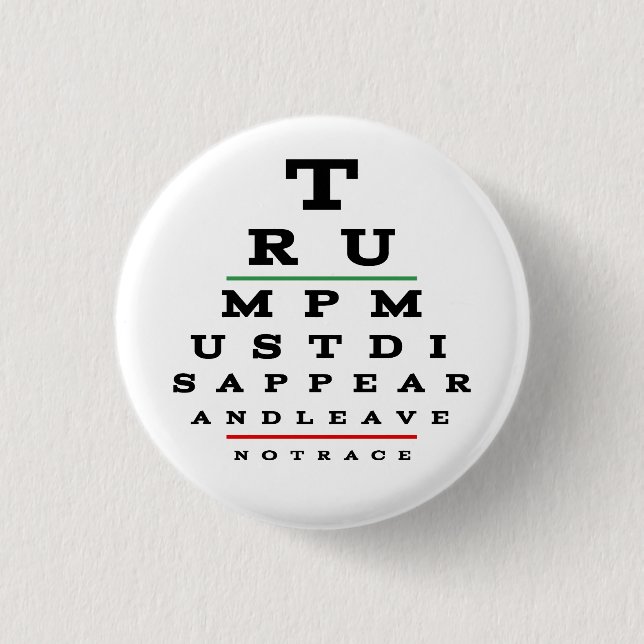 Trump must disappear Eye Chart Button (Front)