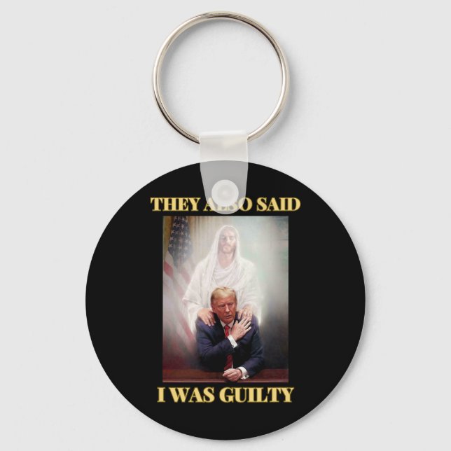 Trump Not Guilty Jesus Christ Patriot Pray Maga  Keychain (Front)