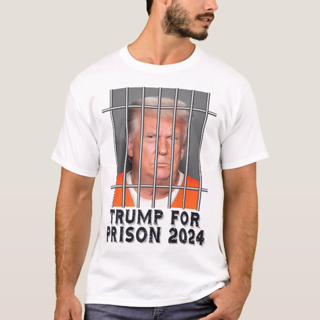  Trump Not Guilty Mugshot Orange Jumpsuit Parody B T-Shirt (Front)