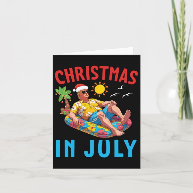 Trump On Inflatable Pool Float Happy Christmas In  Card (Front)