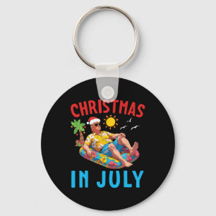 Trump On Inflatable Pool Float Happy Christmas In Keychain