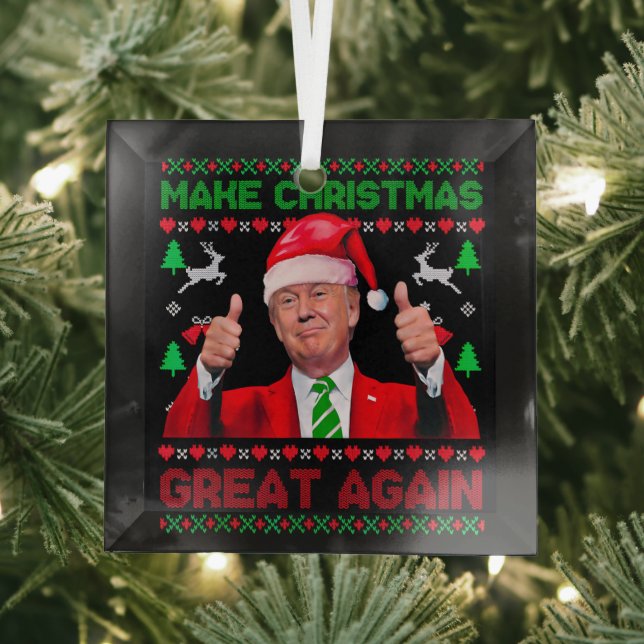 Trump Ornament, Make Christmas Great Again Glass Ornament (Insitu)