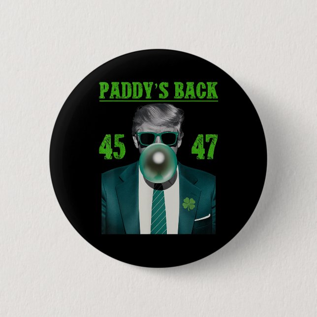 Trump Paddys Back Design - Funny Trump St Button (Front)