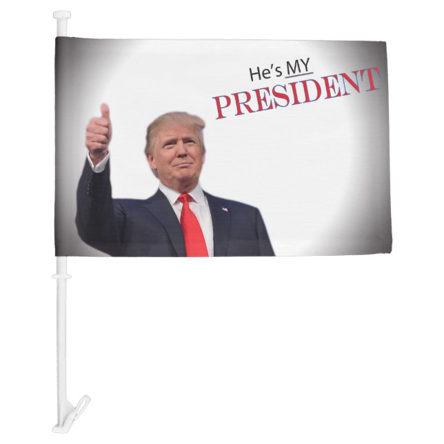 Trump Patriotic 🚗 USA He's My President Car Flag (Front)
