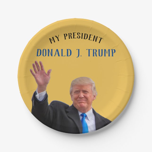  Trump Patriotic 🚗 USA He's My President Paper Plates (Front)
