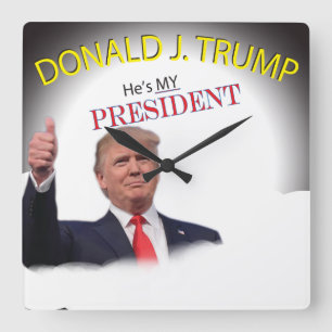 Trump Patriotic 🚗 USA He's My President Square Wall Clock
