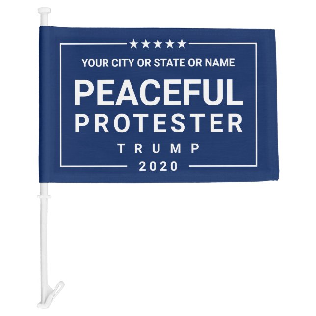 Trump Peaceful Protester 2020 Blue Double Sided Car Flag (Front)