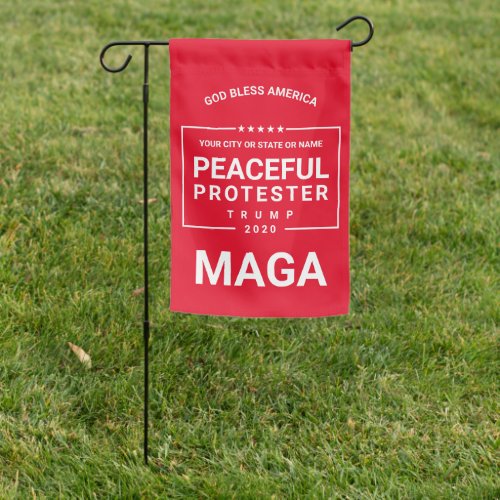 Trump Peaceful Protester 2020 Red MAGA Garden Flag