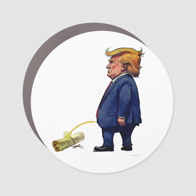 Trump Pees on Constitution Car Magnet (Front)