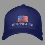 Trump Pence 2016, American Flag Embroidered Baseball Cap