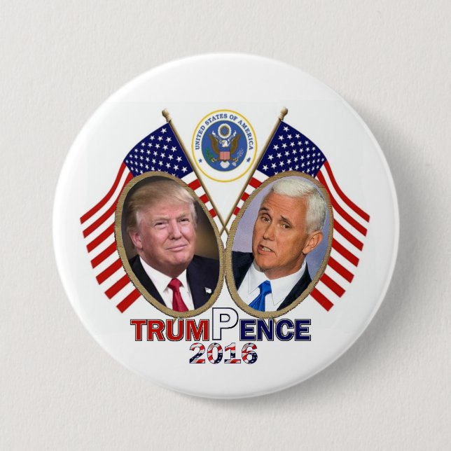 TRUMP PENCE 2016 PINBACK BUTTON (Front)