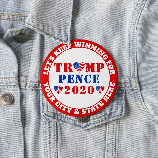 Trump Pence 2020 Election USA Lets Keep Winning Button (In Situ)
