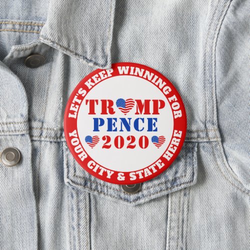 Trump Pence 2020 Election USA Lets Keep Winning Button