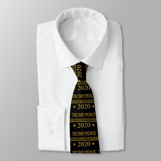 Trump Pence 2020 Gold Neck Tie (Tied)