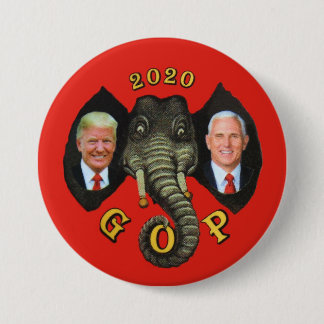 Trump Pence 2020 GOP Elephant Button