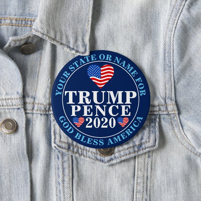 Trump Pence 2020 Hearts Collectible Political Button (In Situ)