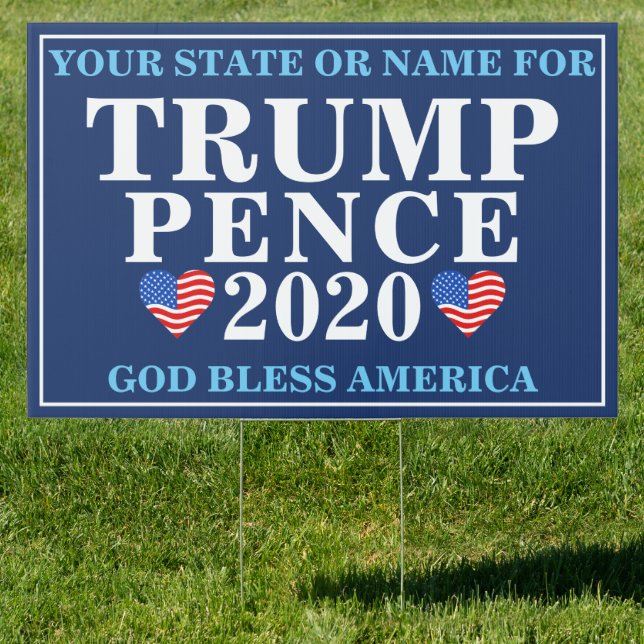 Trump Pence 2020 Hearts Patriotic Personalized Sign (Insitu)