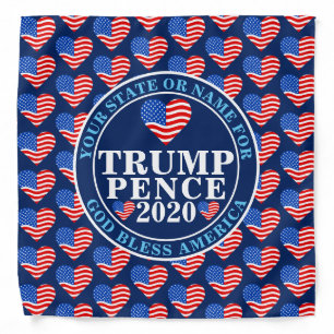 Trump Pence 2020 Hearts Pattern Commemorative Bandana